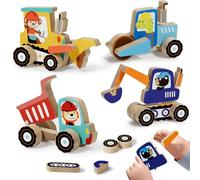 Lehoo Castle Building Toys for 3 Year Old, Take Apart Construction Truck STEM Toy for 3 4 5 Year Old Boys, Snap Together Wooden Educational Learning Montessori Toddlers Toys Gift