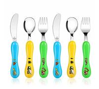 Lehoo Castle Childrens Cutlery, 6 Pcs Vehicles Toddler Cutlery Set Stainless Steel, Includes 2 x Childrens Forks/Knives/Spoons, Kids Knife and Fork Sets (Construction Vehicles x 6)