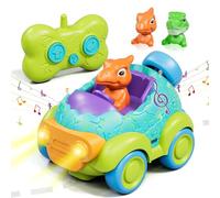 Lehoo Castle Dinosaur Toys for 1 2 3 Year Old Boys, Remote Control Cars for 1 2 3 Year Old Boy Toys, RC Toy Cars Gifts for Age 1-3 with Lights & Music