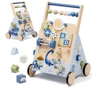 Lehoo Castle Dinosaur Wooden Baby Walker Montessori Toy 1 Year Old Boy Gift | Anti-Tip & Speed Control, 1st Birthday Gift for Boys, Solid Wood & Floor Friendly, Sensory Activity Center, Early Learning