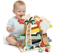 Lehoo Castle Dinosaur Wooden Ramp Racer 4 Rollers Toddler Toys for Boys