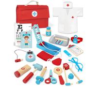 Lehoo Castle Doctors Set for Kids, Toys for 3 Year Old Boys, Wooden Doctors Kit with Costum, 3 Year Old Boy Toys?Blue?