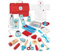 Lehoo Castle Doctors Set for Kids, Toys for 3 Year Old Boys, Wooden Kids Doctors Kit with Doctor Costume, 3 Year Old Boy Toys（Blue）