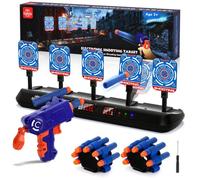 Lehoo Castle Nerf Gun Electronic Digital Auto Target Shooting Game, Black | 5 Auto Reset Targets, Blaster Included, 20 Foam Bullets, Lights & Sounds, Score Display, Gifts for Boys Age 4+