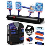 Lehoo Castle Nerf Target, Kids Toys for 3 4 5 6 Year Old Boys, Electronic Digital Target for Nerf Gun, 3-9 Year Old Gifts Shooting Game with 60 Bullets Vest (Black)