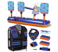 Lehoo Castle Nerf Target, Kids Toys for 3 4 5 6 Year Old Boys, Electronic Digital Target for Nerf Gun, 3-9 Year Old Gifts Shooting Game with 60 Bullets Vest (Blue)