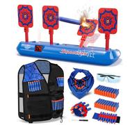 Lehoo Castle Nerf Target, Toys for 3 4 5 6 Year Old Boys, 4 Electronic Digital Target Set, Spider Shooting Toys Gifts with 60 Nerf Bullets Vest for Boys Girls