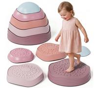 Lehoo Castle Pink Stepping Stones for Kids, Rubber Base Balance Toy 18M+