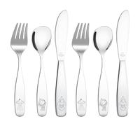 Lehoo Castle Rocket Toddler Kids Cutlery Set, 6 Pcs Stainless Steel Travel Camping Baby Cutlery Sets - 2 x Forks, 2 x Spoons, 2 x Knives, Children's Dinner Knife and Fork Sets