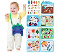 Lehoo Castle Toddler Busy Board, Toddler Sensory Montessori Toys for Age 2+, Educational Activities Learning Fine Motor Skills, Travel Toys Gifts for Boys Girls (Dinosaur)