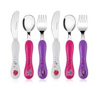 Lehoo Castle Toddler Cutlery 2 Year Old, Children‘s Cutlery Set Stainless Steel 6pcs, Kids Cutlery Set Include Childs Knife Fork Spoon Set, Childrens Utensils Plastic Handle