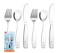 Lehoo Castle Toddler Kids Cutlery Set, 6 Pcs Stainless Steel Travel Camping Baby Cutlery Sets - 2 x Forks, 2 x Spoons, 2 x Knives, Children's Dinner Knife and Fork Sets (Ocean Park)