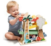 Lehoo Castle Toddler Wooden Car Ramp Toy for 1 2 Old Boys Girls, Baby Montessori Dinosaur Toys for 1-2 Year Old with 4 Rollers