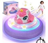 Lehoo Castle Unicorn Hover Football for Girls, Air Power Soccer Ball with LED Lights & Rechargeable Battery, Indoor Play Toy, Christmas Birthday Gift for Toddler Boys Girls Age 3 4 5 6 7 8