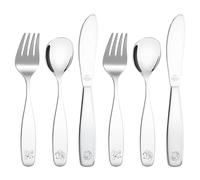 Lehoo Castle Unicorn Toddler Kids Cutlery Set, 6 Pcs Stainless Steel Travel Camping Baby Cutlery Sets - 2 x Forks, 2 x Spoons, 2 x Knives, Children's Dinner Knife and Fork Sets (Unicorn)