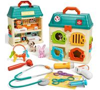 Lehoo Castle Vet Set for Kids, Doctors Set for Kids, Pet Clinic Playset, Doctors Kit, Pet Care Role Play, 3 Year Old Girl Gifts
