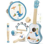 Lehoo Castle Wooden Dinosaur Kids Guitar Set for 2 3 Year Old Boy Girls