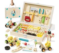 Lehoo Castle Wooden Kids Tool Set - Montessori Educational Toys for 3-5 Year Old Boys Girls, Pretend Play Tool Box Kit Construction Toys, Learning Toys Gift for Kids 3+