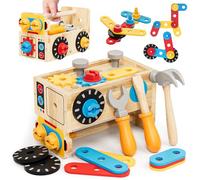 Lehoo Castle Wooden Kids Tool Set - Montessori Educational Toys for Kids Age 2+, Pretend Play Tool Box Bench Construction Toys, Learning Toy Gift for Toddler Boys Girls