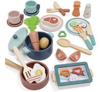 Lehoo Castle Wooden Kitchen Toy, Wooden Food for Play Kitchen,Pots Play Set
