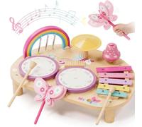 Lehoo Castle Wooden Unicorn Kids Drum Kit for Toddler Girls 1-3