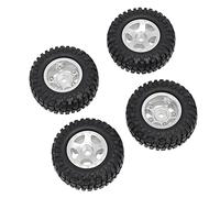 lehua 4Pcs Wheel Shell with Tire Metal Replacement for SCX24 1/24Th 4WD Off-Road Truck Model,Silver