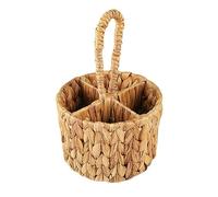 lehua Utensil Carrier, Flatware Organizer, Utensils Holder, Hand Woven Water Hyacinth Cutlery Holder for Countertop with Handle