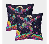 LeHuaiMa 3D Printed Astronaut Throw Pillow Covers Space Travel Square Throw Pillow Decorative Super Soft Pack of 2 for Sofa Couch Bed 40x40cm
