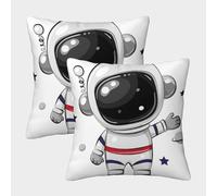 LeHuaiMa 3D Printed Astronaut Throw Pillow Covers Space Travel Throw Pillow Case Decorative Super Soft Pack of 2 for Sofa Couch Bed 40x40cm