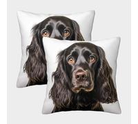 LeHuaiMa 3D Printed Cocker Spaniel Square Pillowcases Pet Pillow Case Cushion Decorative Super Soft Pack of 2 for Home Couch Sofa Decorative, Gifts 50x50cm