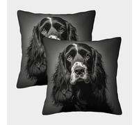LeHuaiMa 3D Printed Cocker Spaniel Square Pillowcases Pet Square Throw Pillow Garden Cushion Super Soft Pack of 2 for Home Couch Sofa Decorative, Gifts 50x50cm