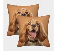 LeHuaiMa 3D Printed Cocker Spaniel Square Pillowcases Pet Throw Pillow Case Decorative Super Soft Pack of 2 for Patio,Couch, Tent, Balcony And Sofa 45x45cm