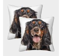 LeHuaiMa 3D Printed Cocker Spaniel Throw Pillow Covers Pet Pillow Case Cushion Decorative Super Soft Pack of 2 Home Decor for Sofa Bedroom 50x50cm