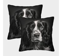 LeHuaiMa 3D Printed Cocker Spaniel Throw Pillow Covers Pet Square Cushion Cover Decorative Super Soft Pack of 2 for Sofa Couch Bed 50x50cm