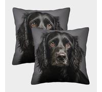 LeHuaiMa 3D Printed Cocker Spaniel Throw Pillow Covers Pet Square Cushion Cover Garden Cushion Super Soft Pack of 2 for Patio,Couch, Tent, Balcony And Sofa 45x45cm