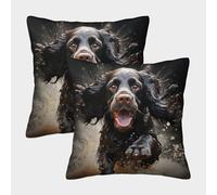 LeHuaiMa 3D Printed Cocker Spaniel Throw Pillow Covers Pet Square Throw Pillow Garden Cushion Super Soft Pack of 2 for Patio,Couch, Tent, Balcony And Sofa 40x40cm