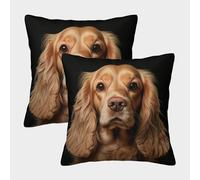 LeHuaiMa 3D Printed Cocker Spaniel Throw Pillow Covers Pet Throw Pillow Case Decorative Super Soft Pack of 2 for Home Couch Sofa Decorative, Gifts 50x50cm