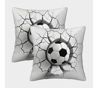 LeHuaiMa 3D Printed Football Throw Pillow Covers Sport Pillow Case Cushion Garden Cushion Super Soft Pack of 2 for Home Couch Sofa Decorative, Gifts 45x45cm