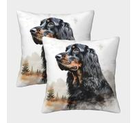LeHuaiMa 3D Printed Gordon Setter Square Pillowcases Pet Pillow Case Cushion Decorative Super Soft Pack of 2 for Home Couch Sofa Decorative, Gifts 50x50cm