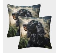 LeHuaiMa 3D Printed Gordon Setter Throw Pillow Covers Pet Pillow Case Cushion Garden Cushion Super Soft Pack of 2 for Home Couch Sofa Decorative, Gifts 40x40cm