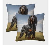 LeHuaiMa 3D Printed Gordon Setter Throw Pillow Covers Pet Square Throw Pillow Garden Cushion Super Soft Pack of 2 for Sofa Couch Bed 40x40cm