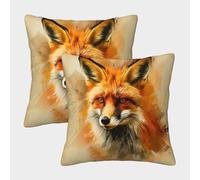 LeHuaiMa 3D Printed Jungle Fox Throw Pillow Covers Animal Square Cushion Cover Decorative Super Soft Pack of 2 for Home Couch Sofa Decorative, Gifts 45x45cm