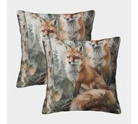 LeHuaiMa 3D Printed Jungle Fox Throw Pillow Covers Animal Square Throw Pillow Decorative Super Soft Pack of 2 for Home Couch Sofa Decorative, Gifts 45x45cm