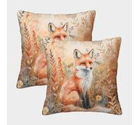 LeHuaiMa 3D Printed Jungle Fox Throw Pillow Covers Animal Square Throw Pillow Garden Cushion Super Soft Pack of 2 for Sofa Couch Bed 45x45cm