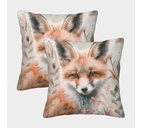 LeHuaiMa 3D Printed Jungle Fox Throw Pillow Covers Animal Throw Pillow Case Garden Cushion Super Soft Pack of 2 for Home Couch Sofa Decorative, Gifts 50x50cm