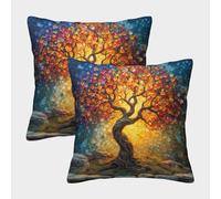 LeHuaiMa 3D Printed Life Tree Square Pillowcases Pillow Case Cushion Garden Cushion Super Soft Pack of 2 for Patio,Couch, Tent, Balcony And Sofa 45x45cm