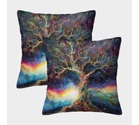LeHuaiMa 3D Printed Life Tree Throw Pillow Covers Square Throw Pillow Decorative Super Soft Pack of 2 for Sofa Couch Bed 45x45cm