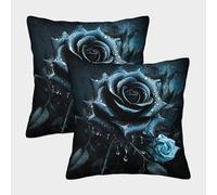 LeHuaiMa 3D Printed Rose Square Pillowcases Flower Square Throw Pillow Garden Cushion Super Soft Pack of 2 for Sofa Couch Bed 45x45cm