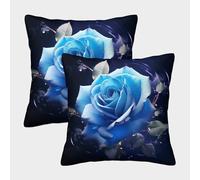 LeHuaiMa 3D Printed Rose Throw Pillow Covers Flower Throw Pillow Case Garden Cushion Super Soft Pack of 2 for Sofa Couch Bed 40x40cm