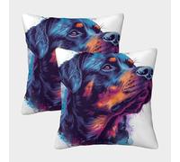 LeHuaiMa 3D Printed Rottweiler Throw Pillow Covers Dog Square Throw Pillow Garden Cushion Super Soft Pack of 2 for Sofa Couch Bed 45x45cm